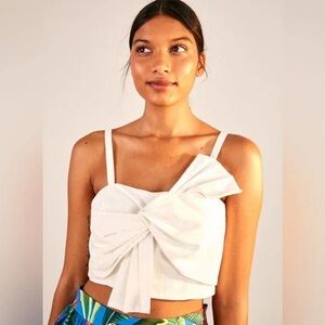 Farm Rio (Anthropologie) Off-White Bow Tank Top